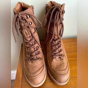 Brown heeled lace up boots, Carlos by Carlos Santana, Size 10
